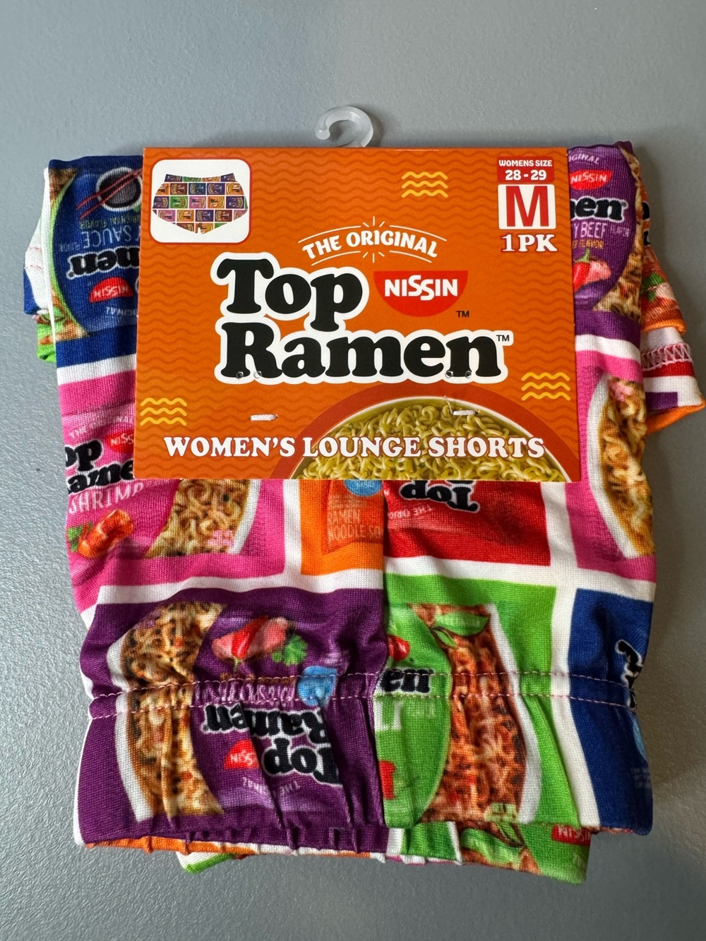 Top ramen noodles packaging novelty logo Women's Lounge Shorts size Md soup love